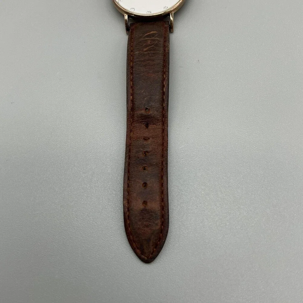 Daniel Wellington Womens Watch 34mm Gold Tone Brown Leather Band New Battery